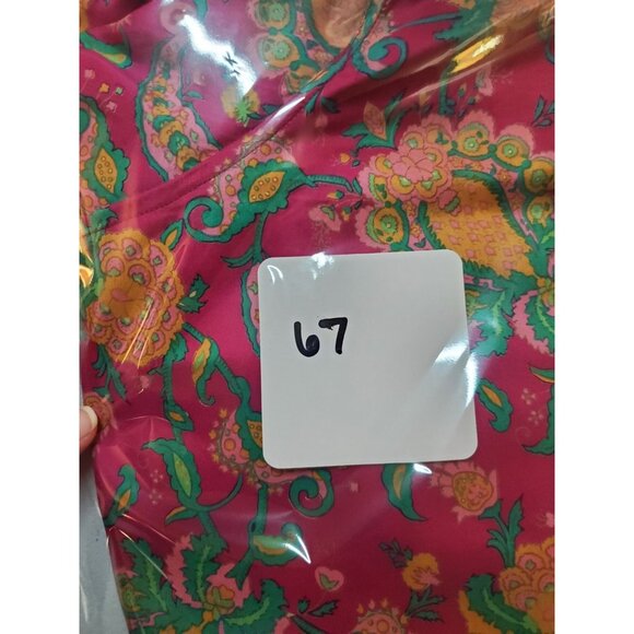 Lauren Ralph Lauren 100% Silk Womens 2XL Pink Green Paisley Button Up Shirt Art - Picture 13 of 13